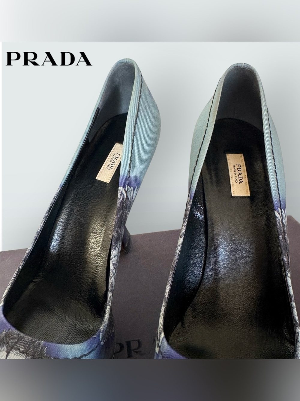 ⬇️ Prada CALZATURE DONNA Twill Rosoni Floral Sculpted Curve Heel Vintage Pumps - Picture 7 of 16